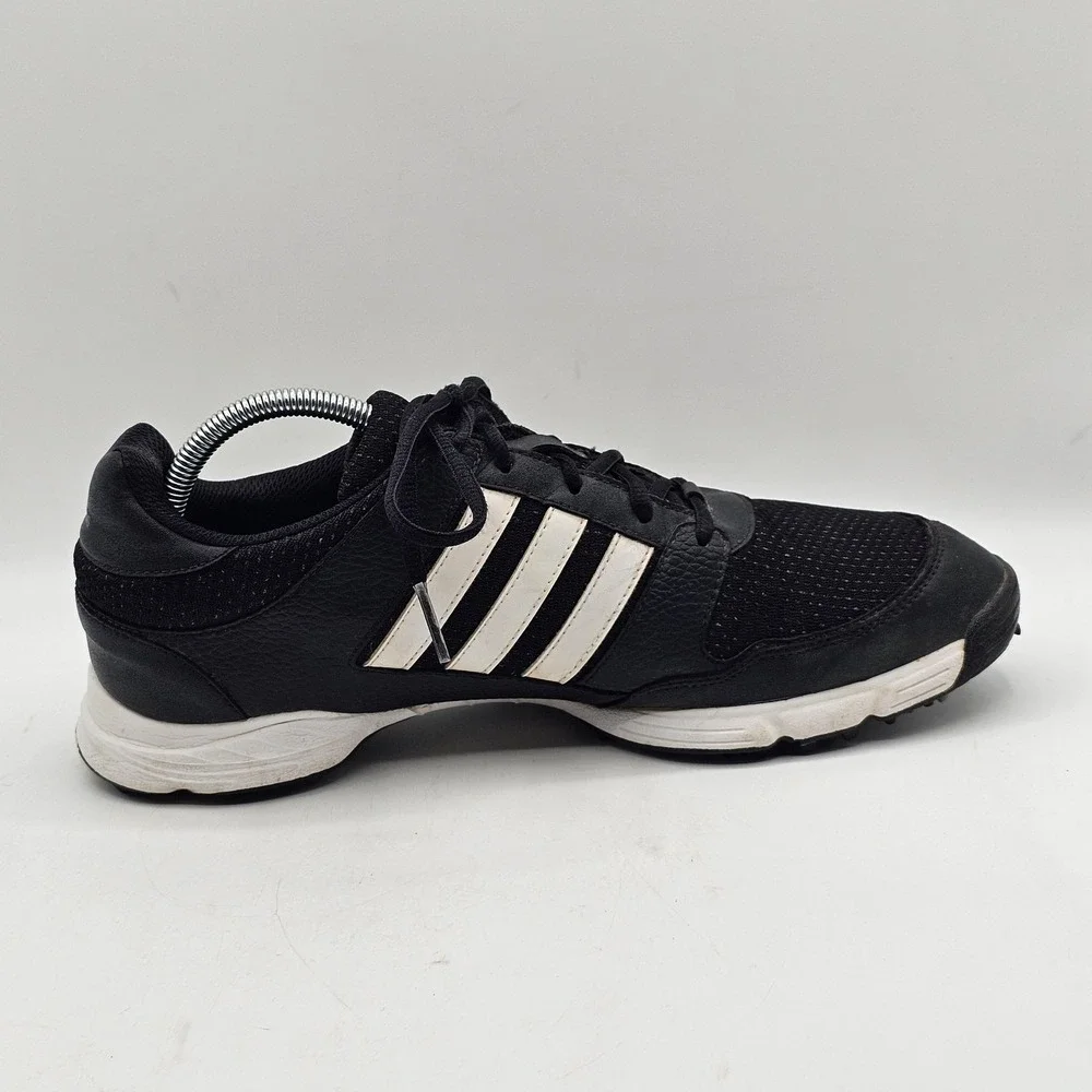 Adidas Golf Shoes Mens Size‎ 10.5 Black White TRAXION Spiked Cleats 816508